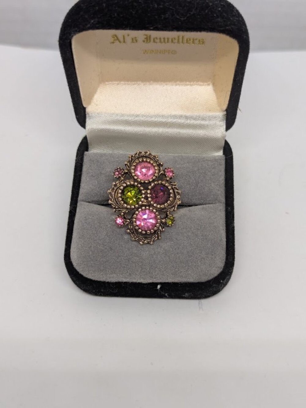 Vintage Sarah Coventry Austrian Lites Adjustable Gold Tone Ring (1973)